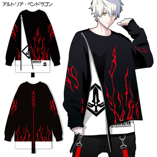 Anime Fate/stay night Saber Alter Cosplay Costume T-shirt Fake two pieces Long Sleeve Hoodie & Short Sleeve Tops 2019 COOL