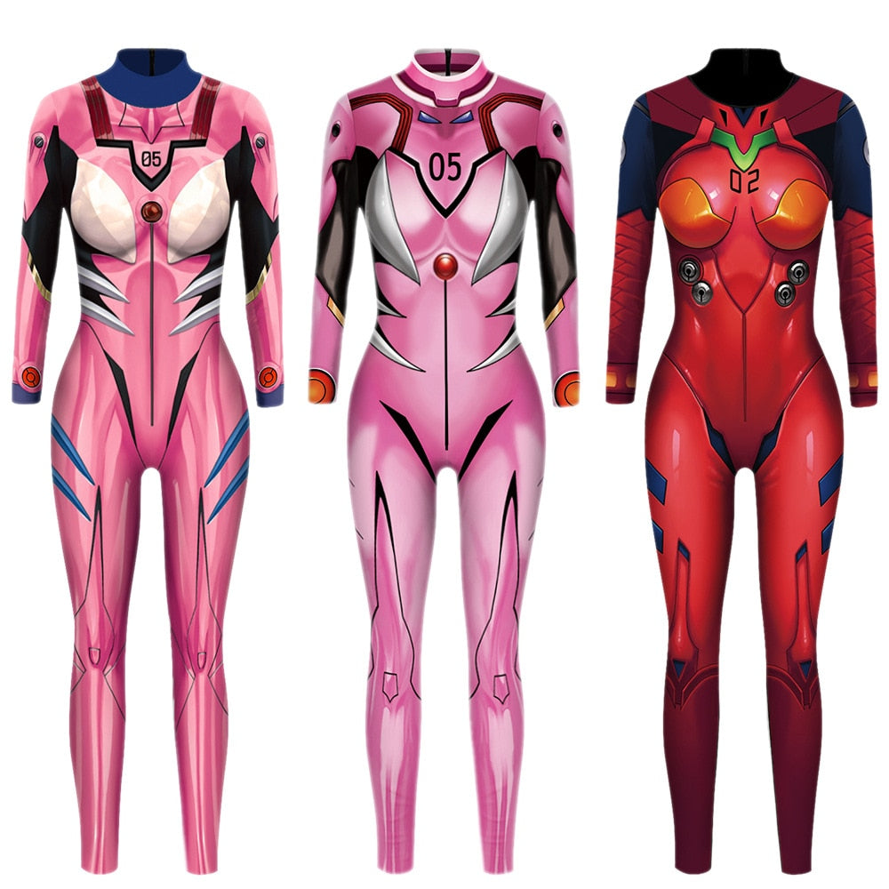 VIP FASHION Evangelion Asuka Langley Soryu Jumpsuits Anime Comic Cosplay Costume Top Warrior Costume Zentai Suit Bodysuit