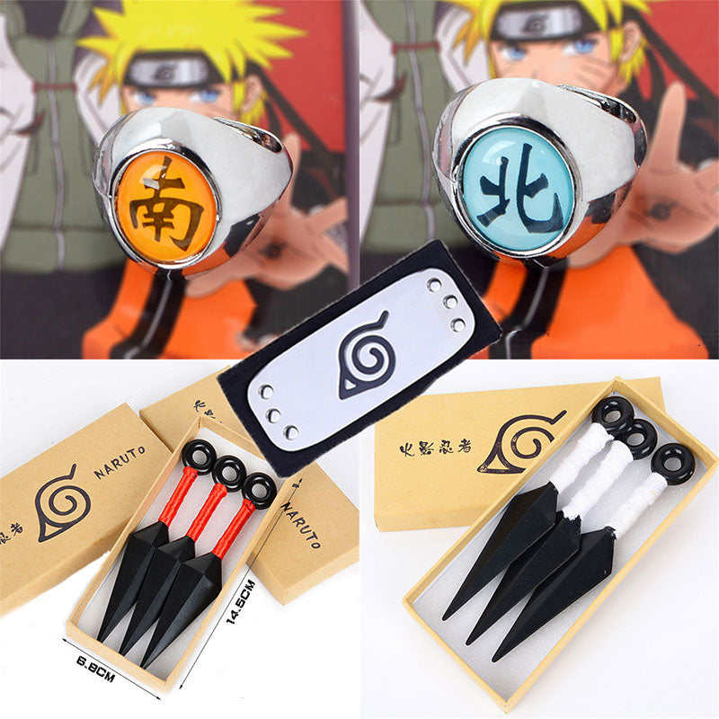 Anime NARUTO Cosplay Props Uchiha Itachi Uchiha Sasuke Uzumaki Naruto Akatsuki Headband Ring Darts Shuriken Toy Model