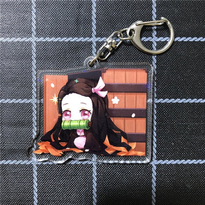 Anime Demon Slayer Kimetsu No Yaiba Kamado Tanjirou Cosplay Prop Accessory Keychain Kamado Nezuko Acrylic Key Chain Keyring