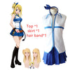 Halloween Party Dress Cosplay Costume Anime Fairy Tail Cosplay Women Girl School Uniforms Fantasia Lucy Heartfilia Costume wig