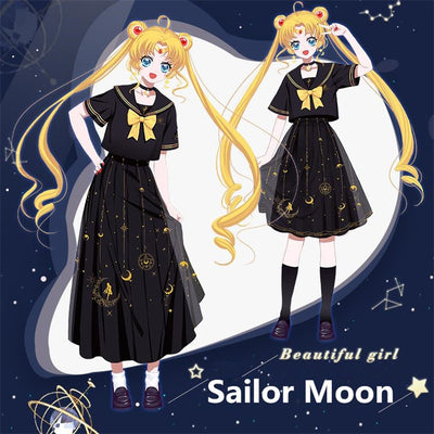 New Anime Sailor Moon Tsukino Usagi Cosplay Costumes Women Girls Kawaii Summer Dress Lady Cotton T-shirt Short Skirt Sailor Suit